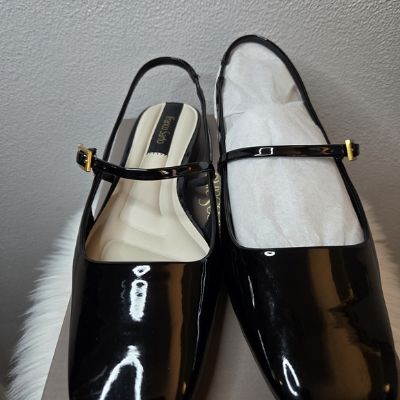 Franco Sarto Destin Elegant Black Patent Leather Slingback Shoes New In Box $135 - Picture 4 of 10
